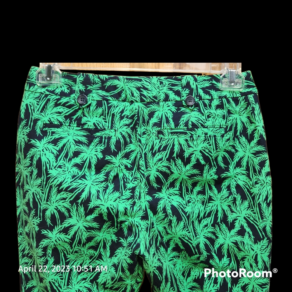 BANANA REPUBLIC Crops Pedal Pushers Capris Green and Black Cotton Rich Fabric - Picture 3 of 9